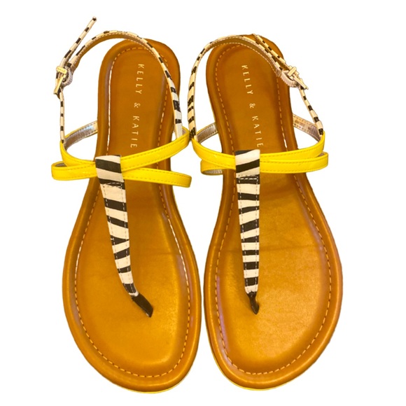 Kelly & Katie Shoes - Kelly & Katie yellow zebra sandals size 8